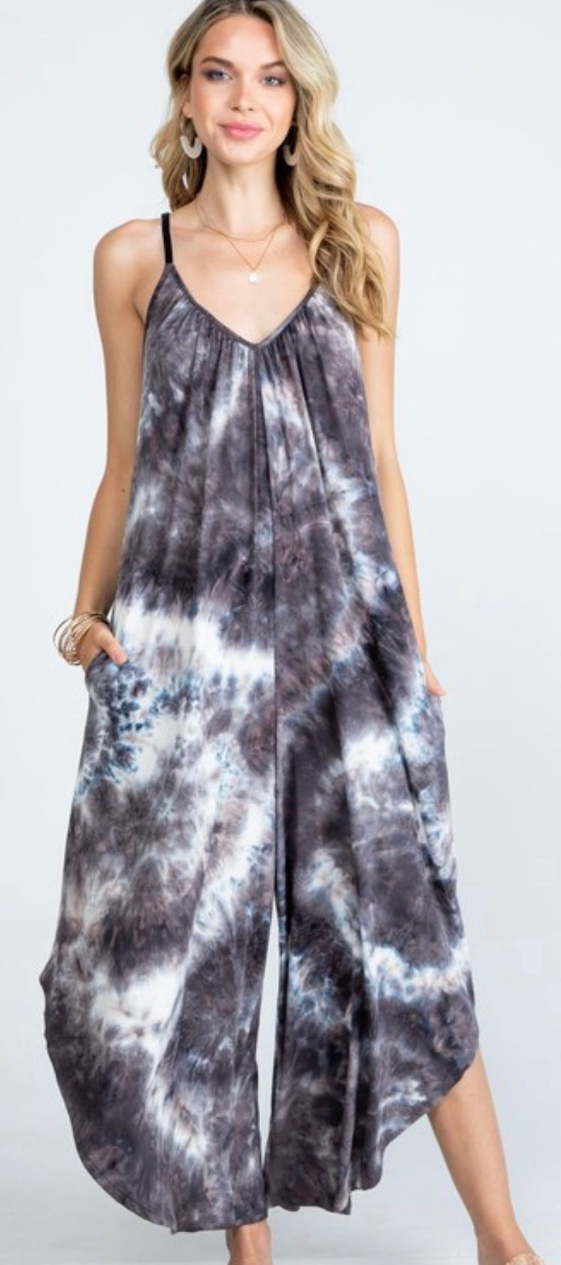 Down by the boardwalk tie-dye print jumpsuit