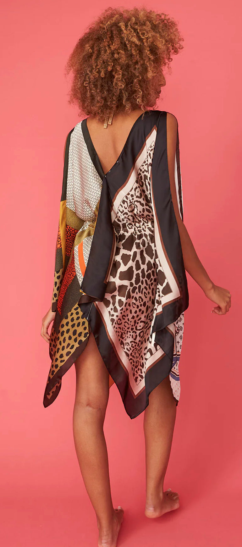 “Beach Please” silk and cashmere blend kimono