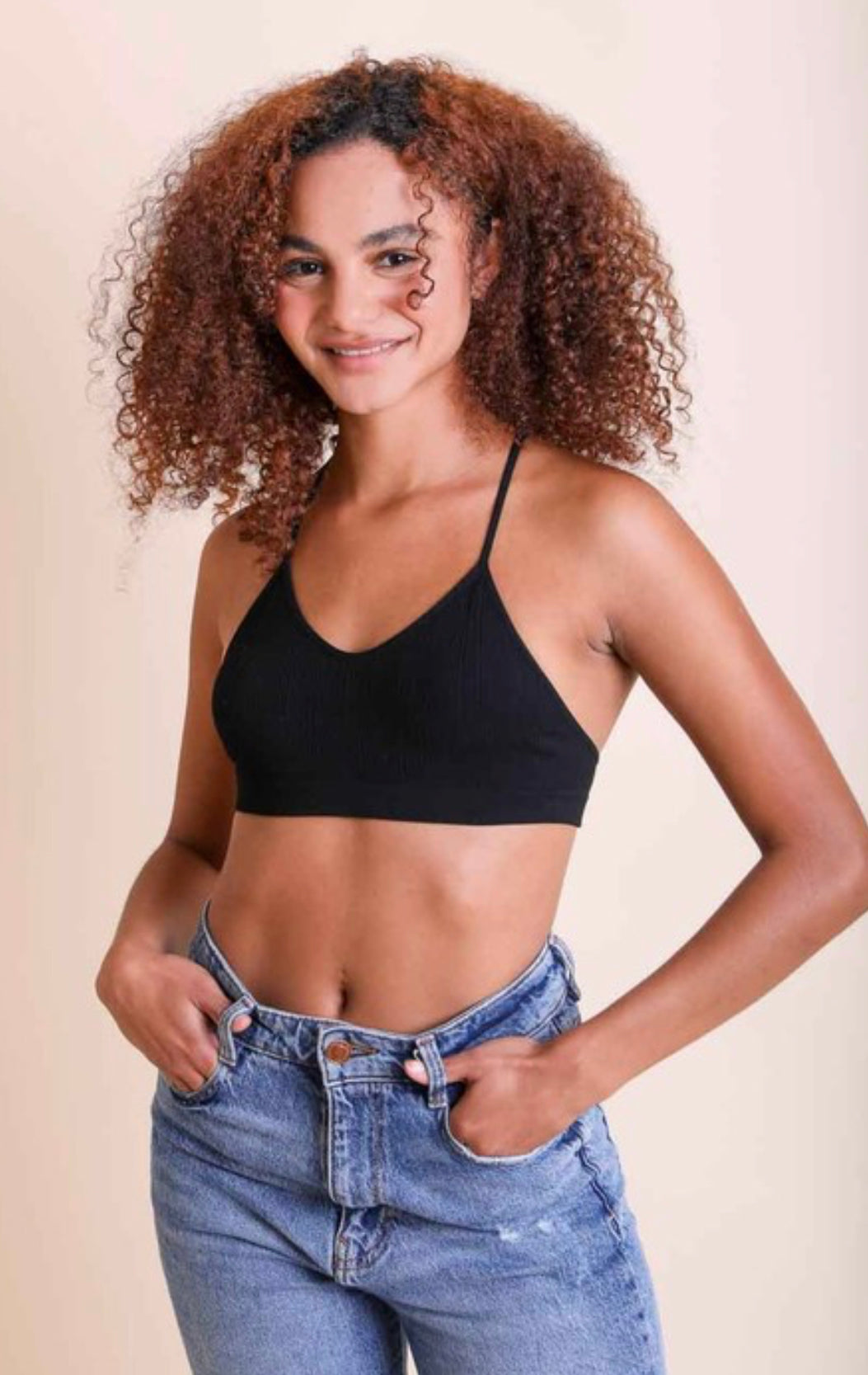 Tattooed mesh racerback bralette