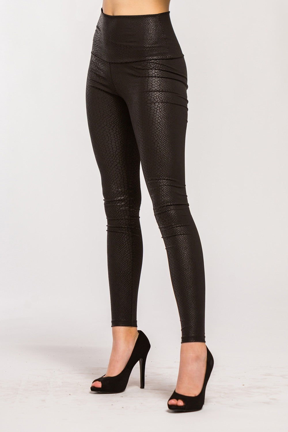 Snakeskin detail high waisted leggings