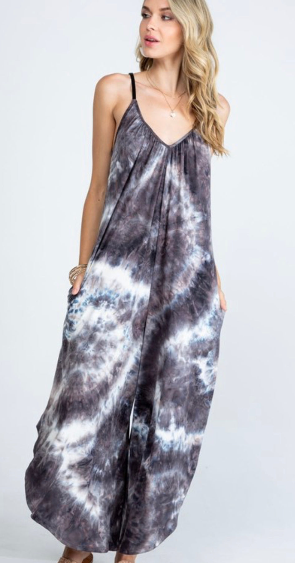 Down by the boardwalk tie-dye print jumpsuit