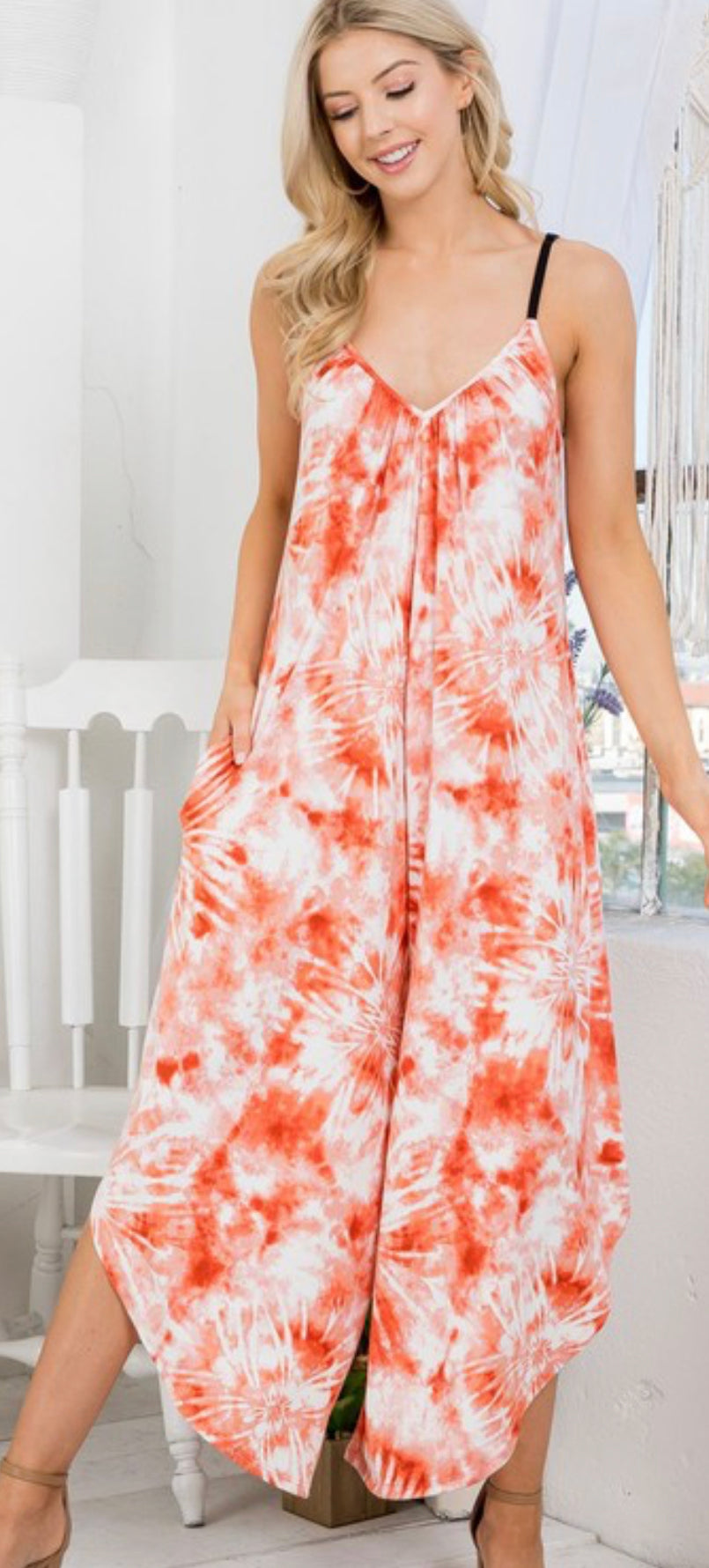 Down by the boardwalk tie-dye jumpsuit