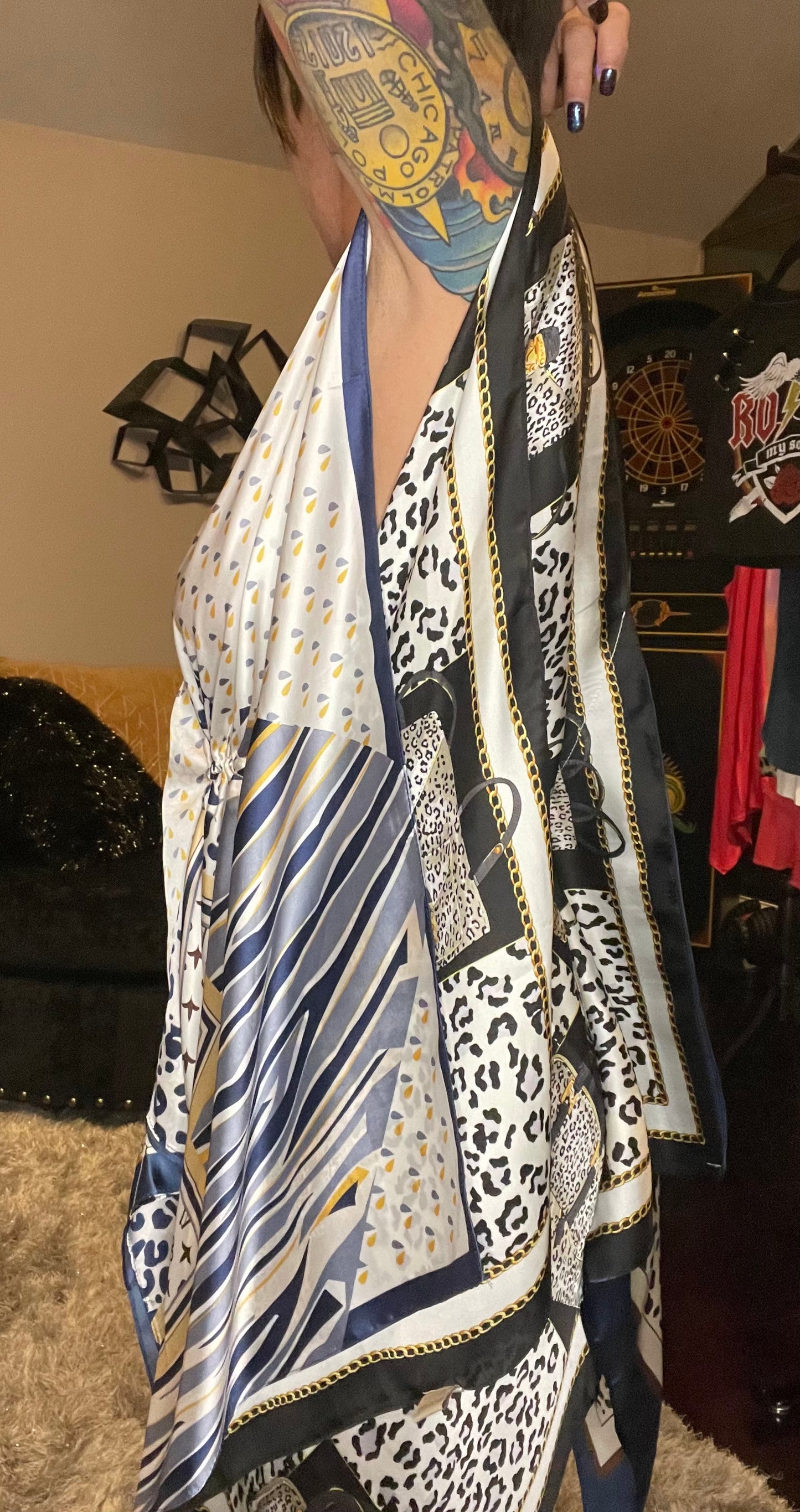 “Beach Please” silk and cashmere blend kimono