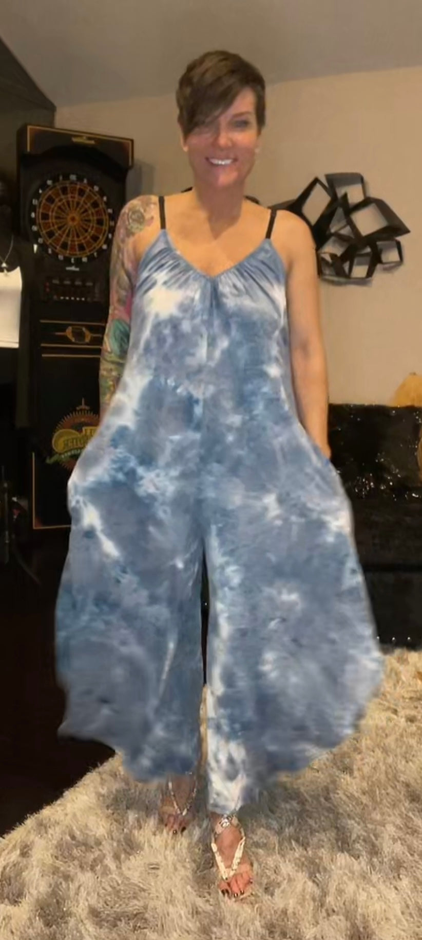 Down by the Boardwalk tie dye pocket jumpsuit