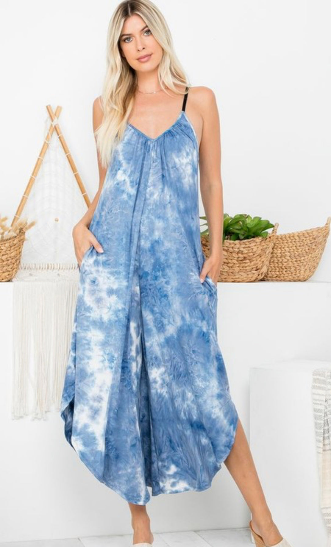 Down by the Boardwalk tie dye pocket jumpsuit