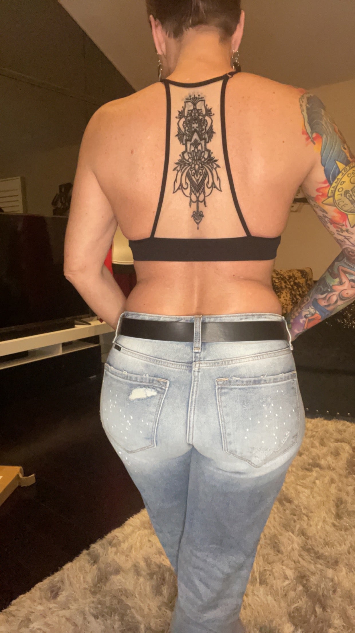 Tattooed mesh racerback bralette