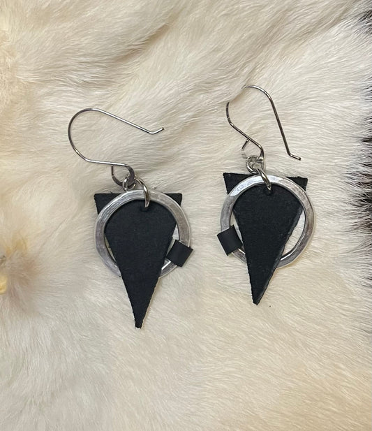 Diligent Dream Handcrafted Leather and Silver Earrings