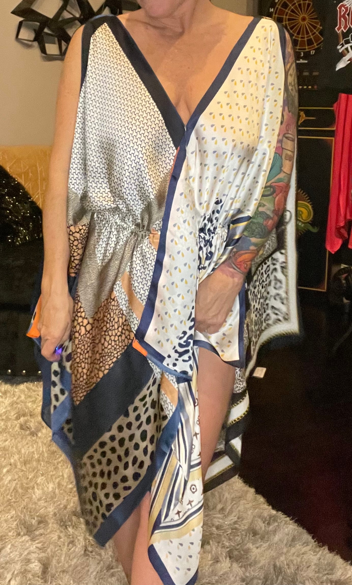 “Beach Please” silk and cashmere blend kimono